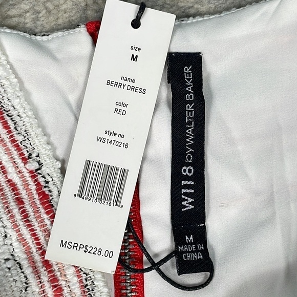 W118 by Walter Baker Mini Dress Tweed Candy Stripe Side Cut Out Sleeveless Sz M - Picture 11 of 12